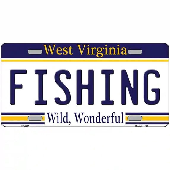 Fishing West Virginia Novelty Metal License Plate 12" x 6" Automotive