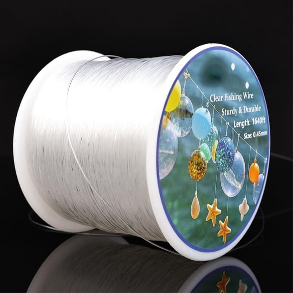 Fishing Wire Clear 1640 Feet, 0.45mm Strong Invisible String, for Hanging Decorations, Balloons, Crafts, Jewelry Making, Beading, Bracelets, Necklaces, Party Decor