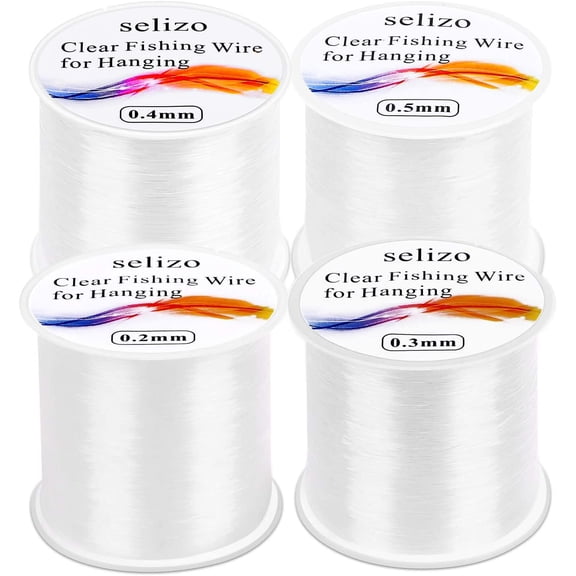 Fishing Wire for Hanging, 4Pcs Clear Fish Line Fishing String Invisible Monofilament Nylon Thread for Hanging Decorations, Balloon Garland, Jewelry Making, Beading and Crafts