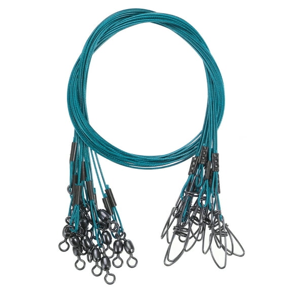 Uxcell Fishing Wire Leader Line, Steel Heavy Saltwater Fishing Leader Line High Strength with Rolling Swivel and Snap Blue