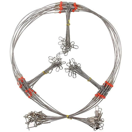 Fishing Wire Leader Rigs Trace Stainless Steel, Arms Fishing Rigs Tackle with Swivel Snaps Beads 12pcs Fishing Lures Tackle Leader Rigging