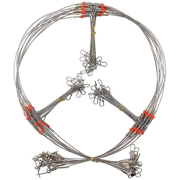 Fishing Wire Leader Rigs Trace Stainless Steel, Arms Fishing Rigs Tackle with Swivel Snaps Beads 12pcs Fishing Lures Tackle Leader Rigging