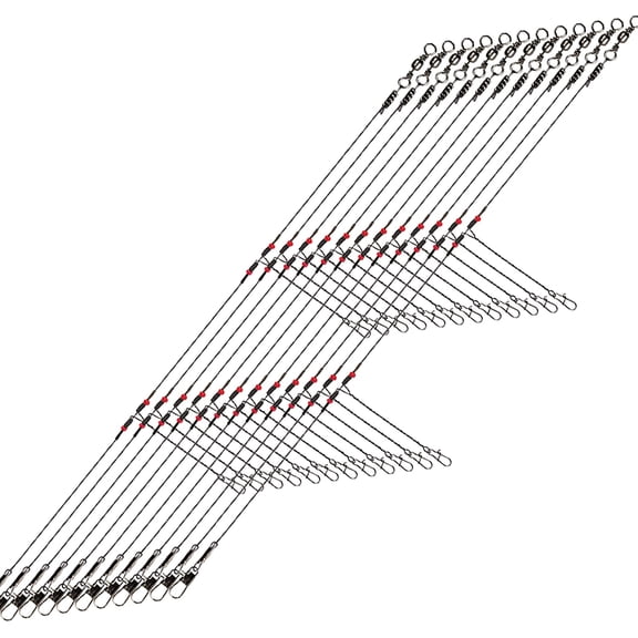 Fishing Wire Leader Rigs Trace Stainless Steel Fishing Line, 12pcs Fishing Rigs Tackle with Swivel Snaps Beads Fishing Lures Tackle Leader Rigging