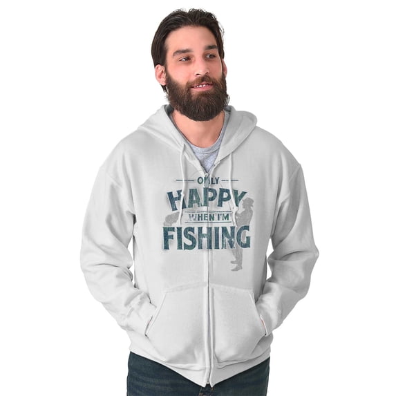 Fishing Funny Happy Angler Fishermens Zip Hoodie Sweatshirt Men Brisco Brands M