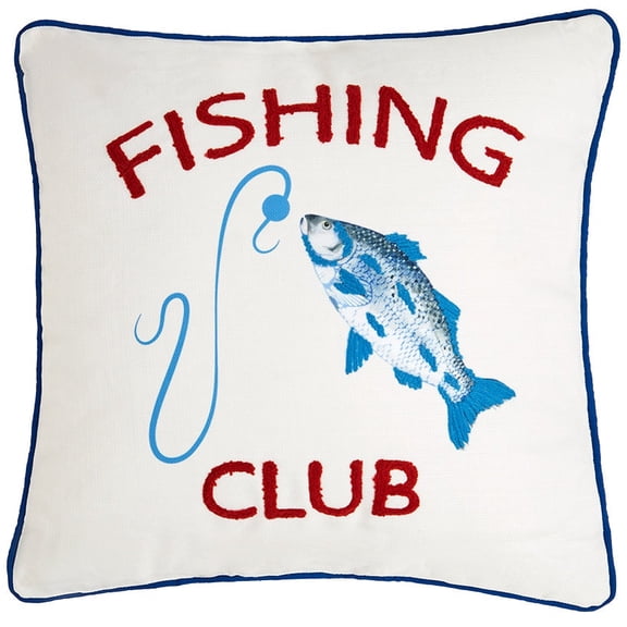 Fishing and Lake Themed Embroidered Decorative Pillow