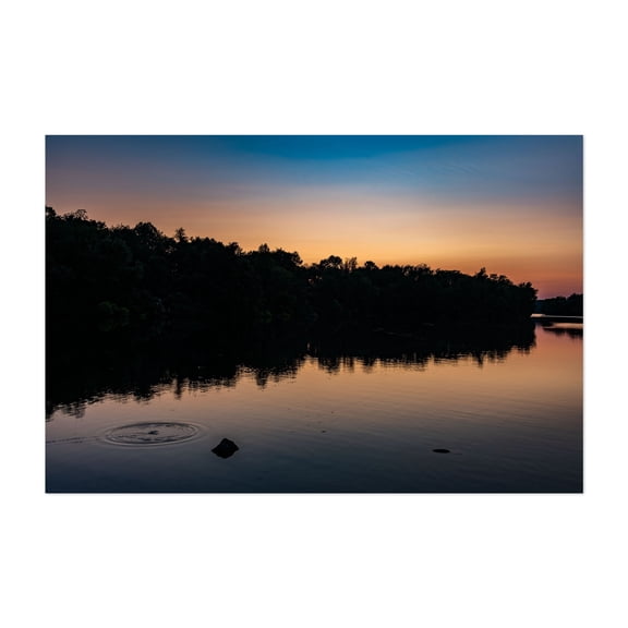 Fishing at Sunset on Lake Marburg - Photography Sunset Lake Silhouette Nature Water Scenic Calm Unframed Wall Art Print 4 x 6 inches