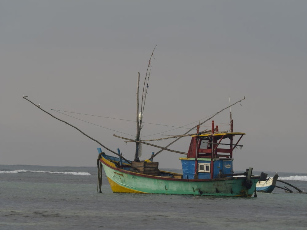 Fishing boat at anchor Matara Southern Province Sri Lanka Canvas Art - Panoramic Images (12 x 16)