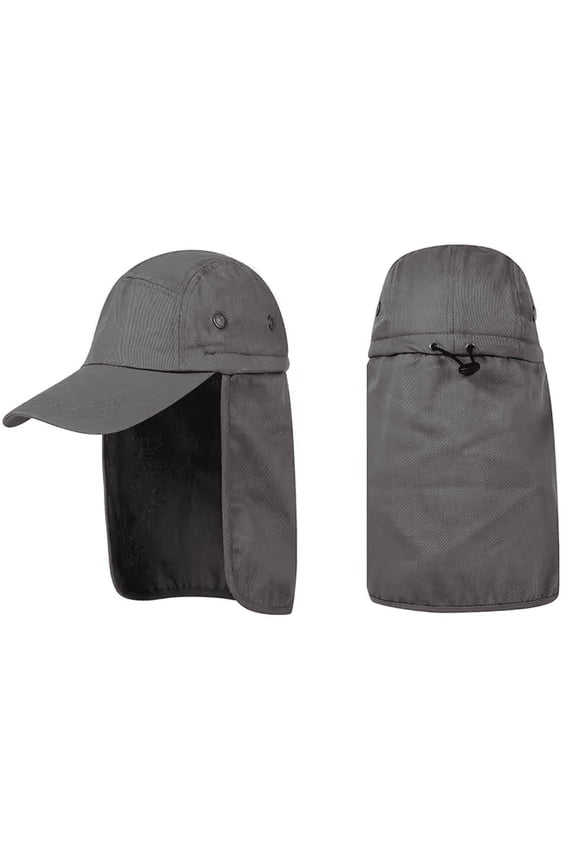 Fishing boating hiking army military snap brim hat with ear and neck flap (Gret)