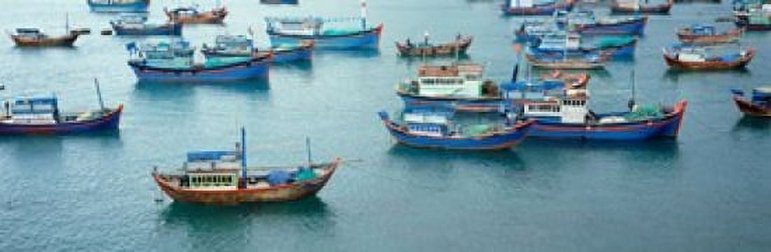Fishing boats at a harbor Mui Ne Vietnam Canvas Art - Panoramic Images (18 x 6)
