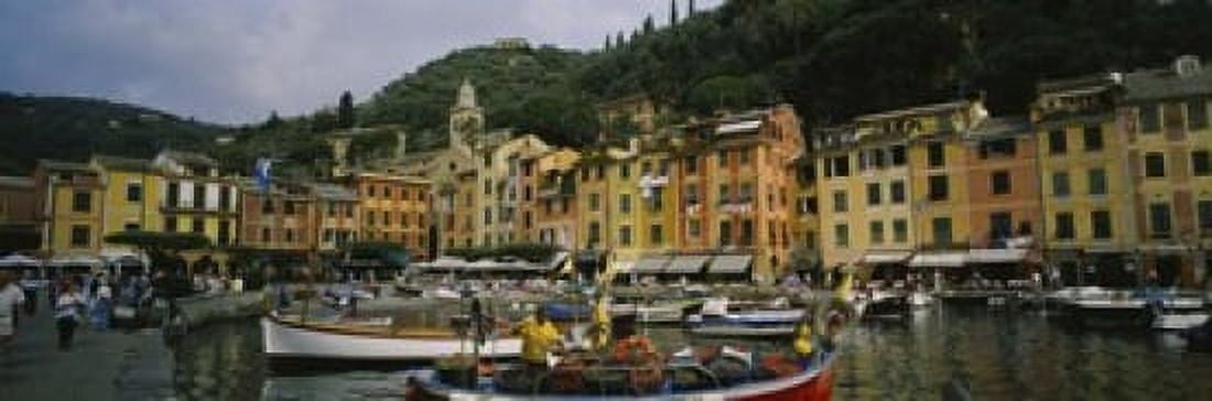 Fishing boats at the harbor Portofino Italy Canvas Art - Panoramic Images (18 x 6)