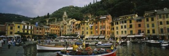 Fishing boats at the harbor Portofino Italy Canvas Art - Panoramic Images (36 x 12)