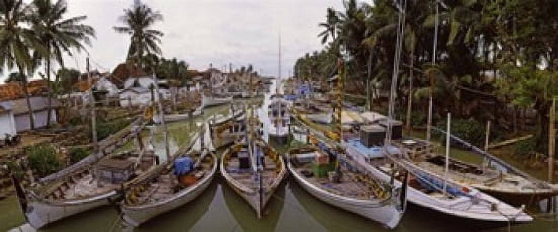 Fishing boats in small village harbor Madura Island Indonesia Canvas Art - Panoramic Images (15 x 6)