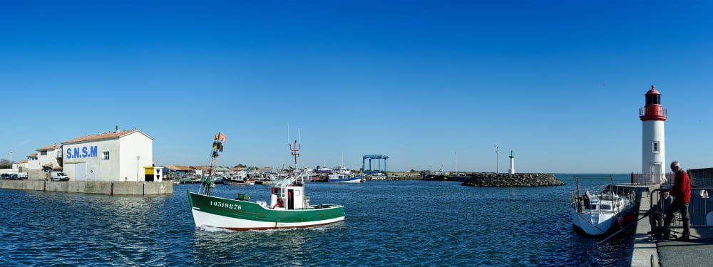Fishing boats in the sea La Cotiniere Oleron Charente-Maritime Poitou-Charentes France Canvas Art - Panoramic Images (6 x 15)