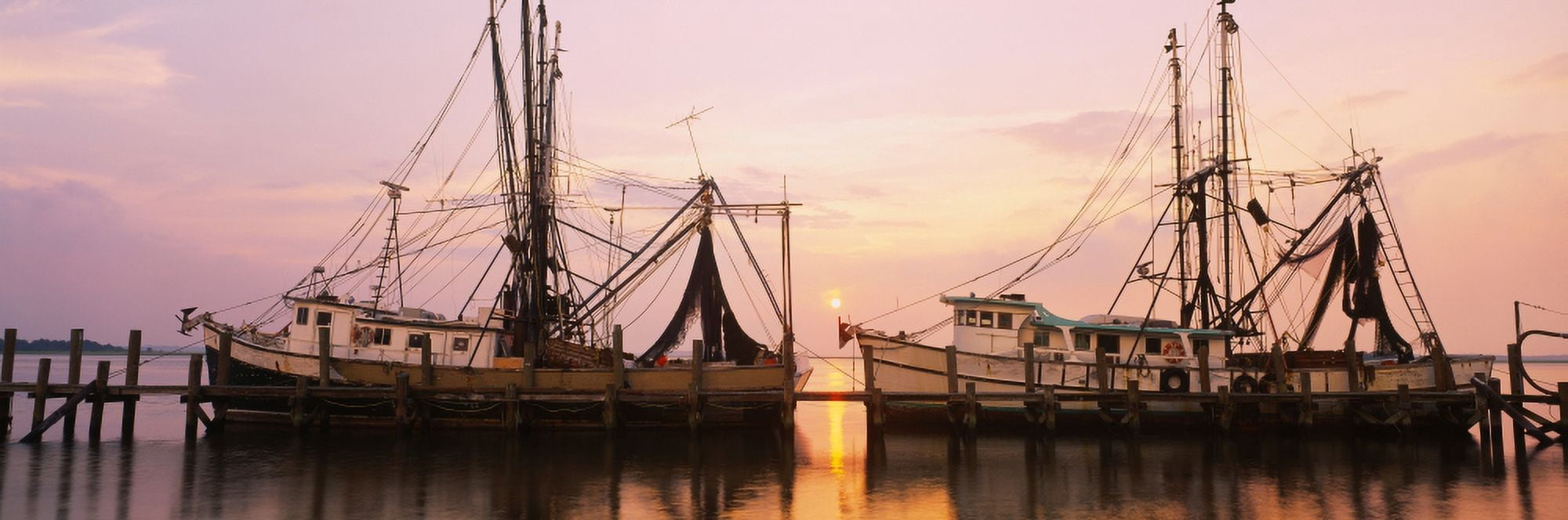 Fishing boats moored at a dock Amelia River Amelia Island Fernandina Beach Florida USA Canvas Art - Panoramic Images (27 x 9)