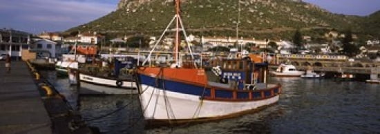 Fishing boats moored at a harbor Kalk Bay Harbour Kalk Bay False Bay Cape Town Western Cape Province South Africa Canvas Art - Panoramic Images (36 x 13)