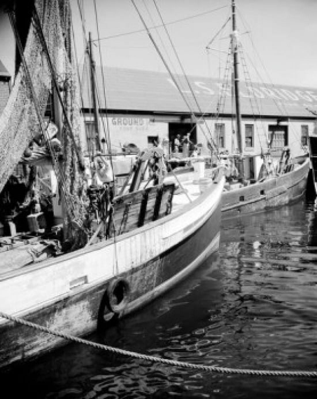 Fishing boats moored in port Canvas Art - (18 x 24)