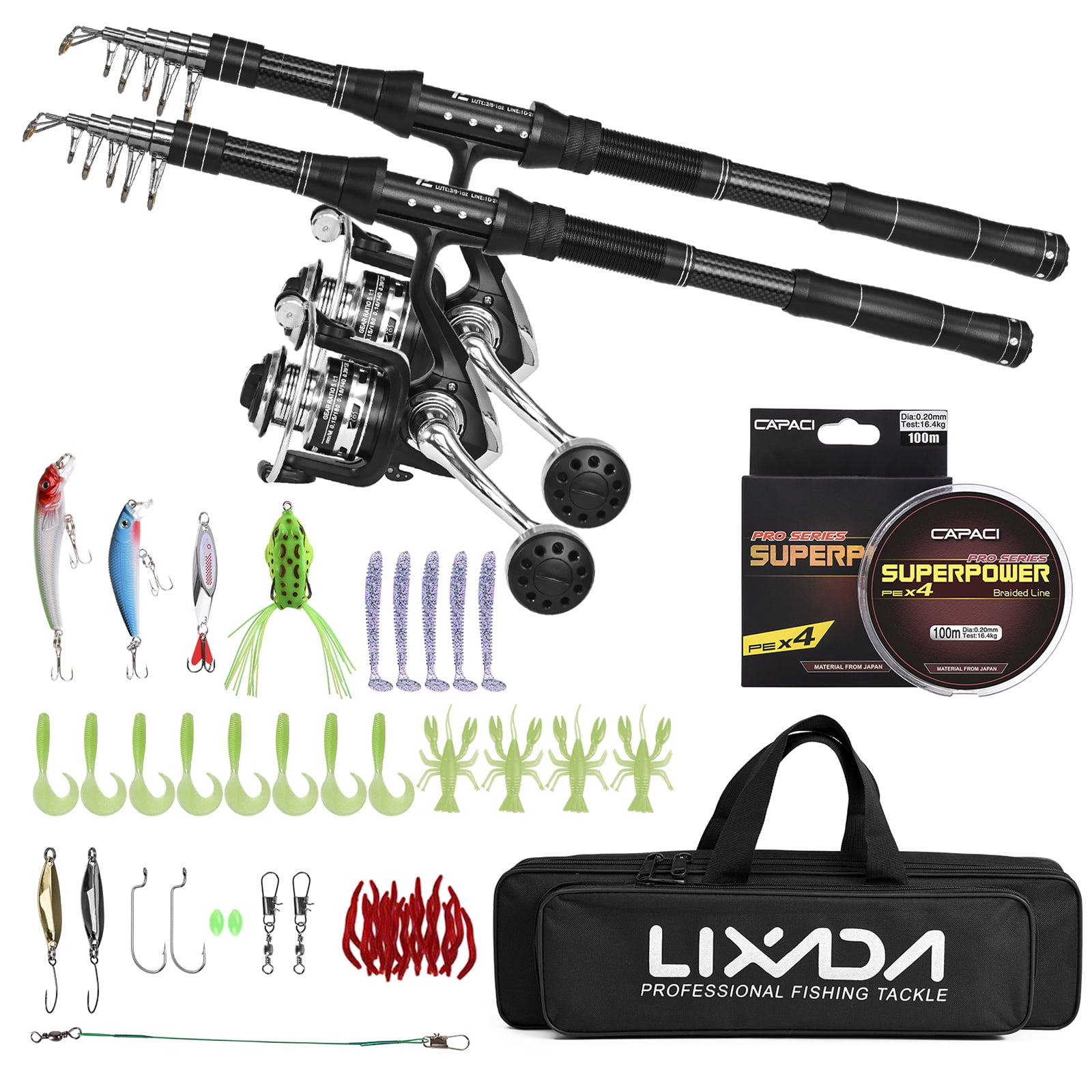 Fishing gear set,Reel Combo Kit Rod And Reel Carbon Fiber Rod Set With