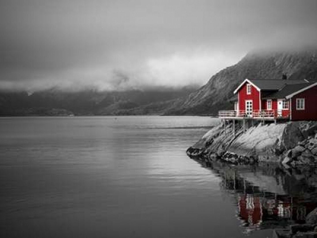 Fishing huts on the waterfront Lofoten Norway Canvas Art - Assaf Frank (18 x 24)