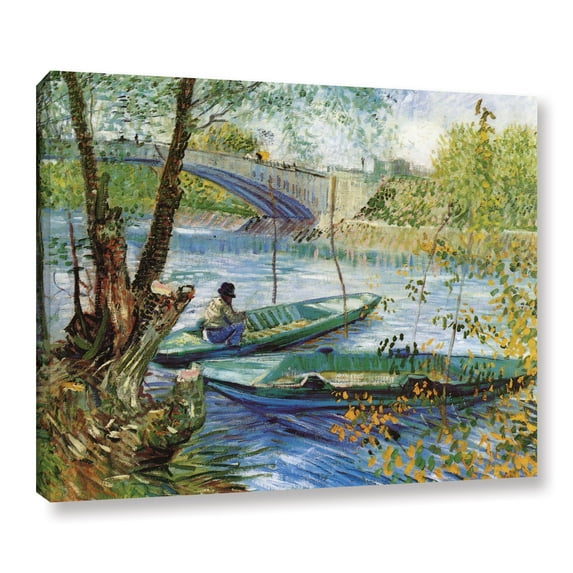 Fishing in Spring, the Pont de Clichy (Asnieres) Gallery Wrapped Canvas