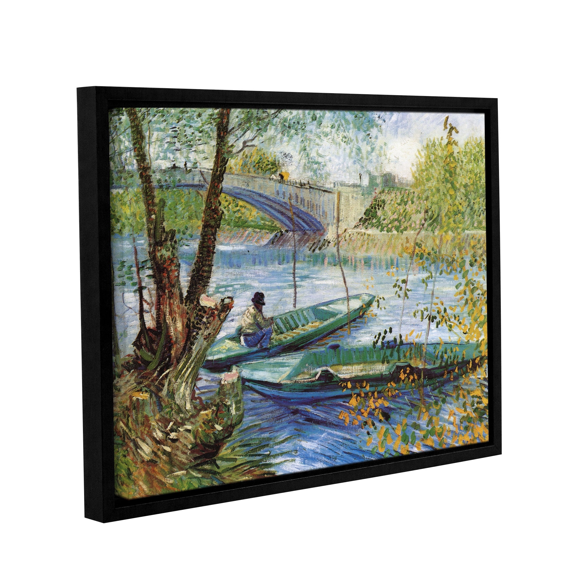 Fishing in Spring, the Pont de Clichy (Asnieres) Gallery Wrapped Floater-framed Canvas
