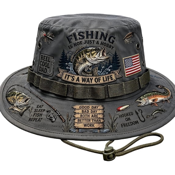 Fishing is a Way of Life Boonie Hat, Fishing is A Way of Life Outdoor Sun Hat, Wide Brim Bucket Hat for Fishing Hiking