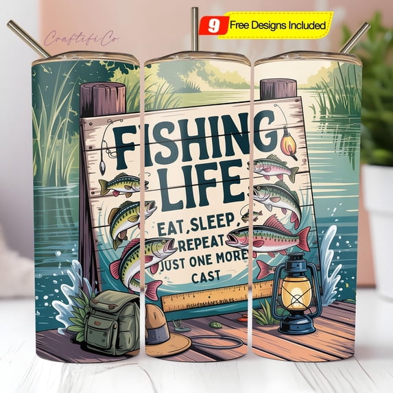 Fishing life 20oz Quencher tumbler sublimation Bass fish Fisherman quote template