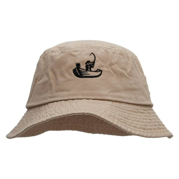 Fishing on Boat Unisex Multipurpose Crushable Cotton Twill Bucket Hat - Khaki M