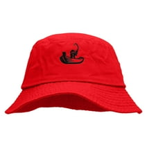 Fishing on Boat Unisex Multipurpose Crushable Cotton Twill Bucket Hat - Red L