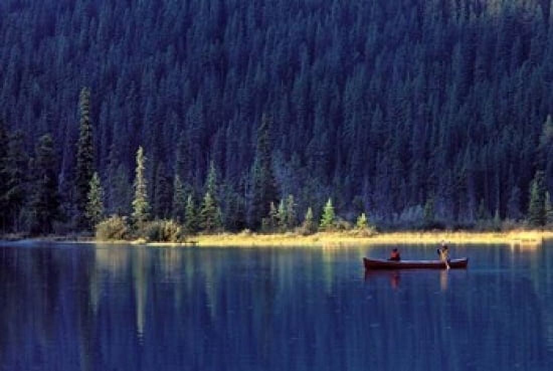 Fishing on Waterfowl Lake Banff National Park Canada Canvas Art - Janis Miglavs DanitaDelimont (36 x 24)