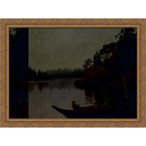 Fishing on the Northwest Coast 38x28 Large Gold Ornate Wood Framed Canvas Art by Albert Bierstadt