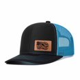thumbnail image 1 of Fishing-themed leather patch Leather Patch Embroidered Color Block Trucker Hat Unisex Adjustable Cotton Breathable Fashion Cap for Travel Daily Wear, 1 of 10