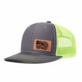 thumbnail image 1 of Fishing-themed leather patch Leather Patch Embroidered Color Block Trucker Hat Unisex Adjustable Cotton Breathable Fashion Cap for Travel Daily Wear, 1 of 11