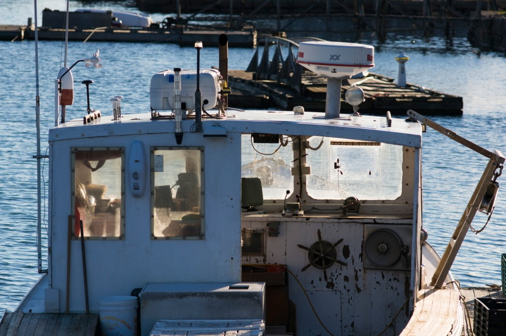 Fishing trawler at harbor Lobster Cove Annisquam Gloucester Cape Ann Essex County Massachusetts USA Canvas Art - Panoramic Images (24 x 36)