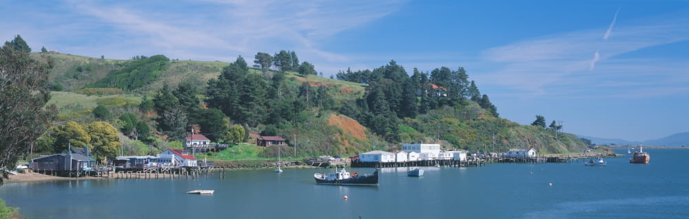 Fishing village in spring along Highway 1 Marshall California Canvas Art - Panoramic Images (36 x 12)