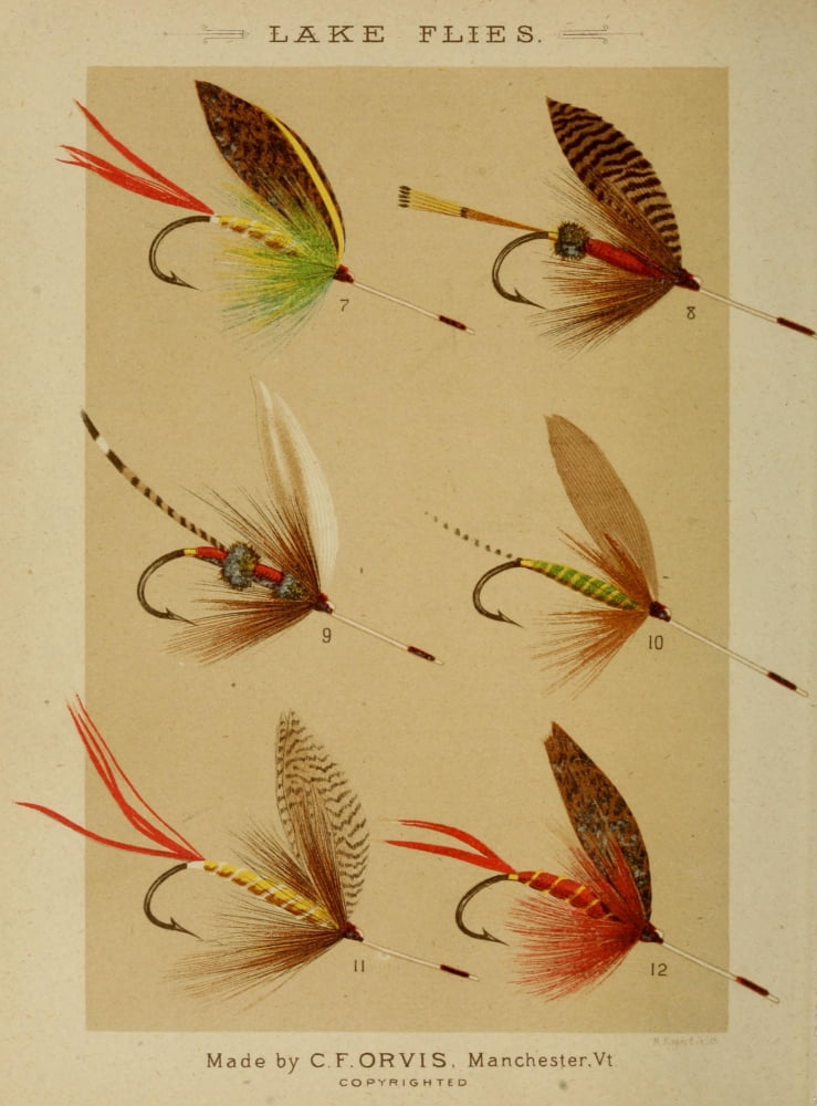 Fishing with the Fly 1883 Lake Flies 2 Canvas Art - Unknown (24 x 36)