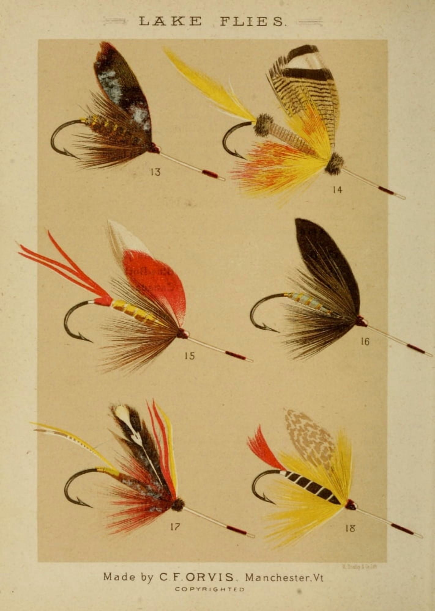 Fishing with the Fly 1883 Lake Flies 3 Canvas Art - Unknown (18 x 24)
