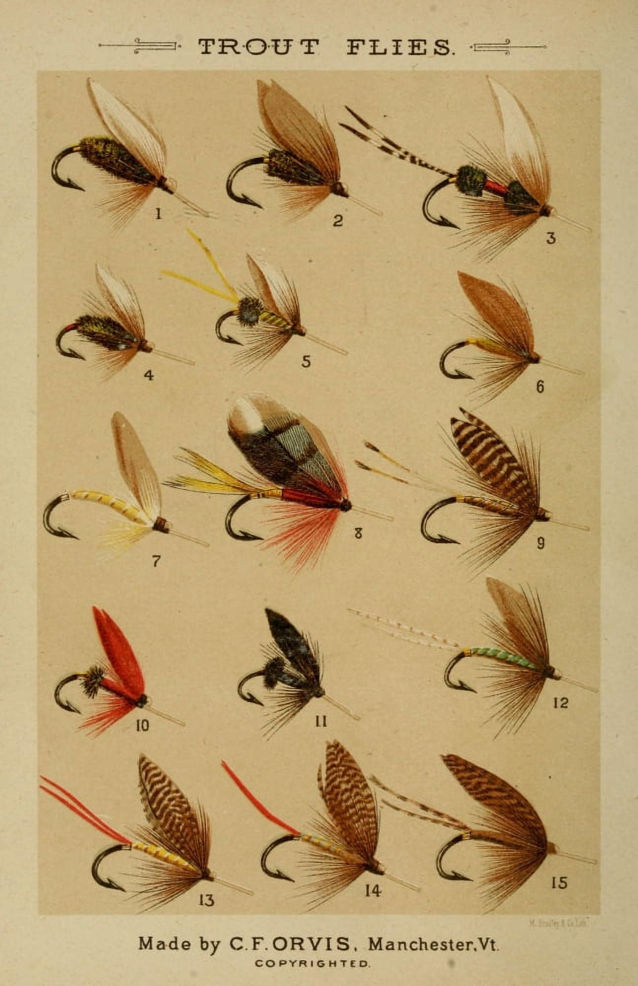 Fishing with the Fly 1883 Trout Flies 1 Canvas Art - Unknown (18 x 24)
