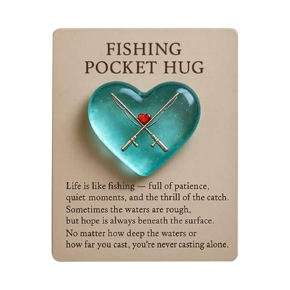 FishingPocketHug Acrylic Heart-Shaped Pocket Hug Decoration, Cute Home Desk Decor, Gift for Friends, Valentine's Day, Anniversary, Wedding, Romantic Keepsake,A