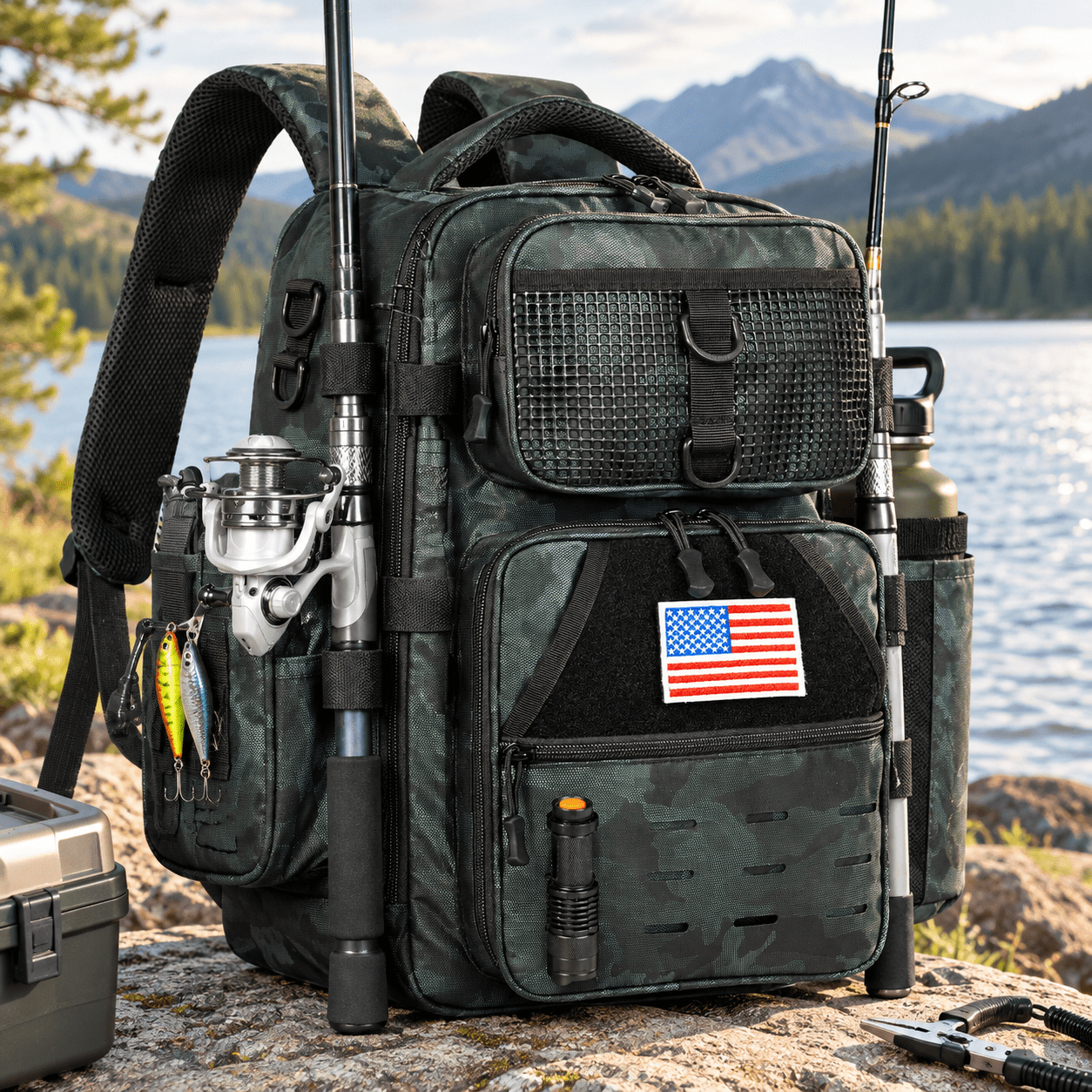 Fishingpack With Rod Holder Tackle Storbag Lightweight - Walmart.com