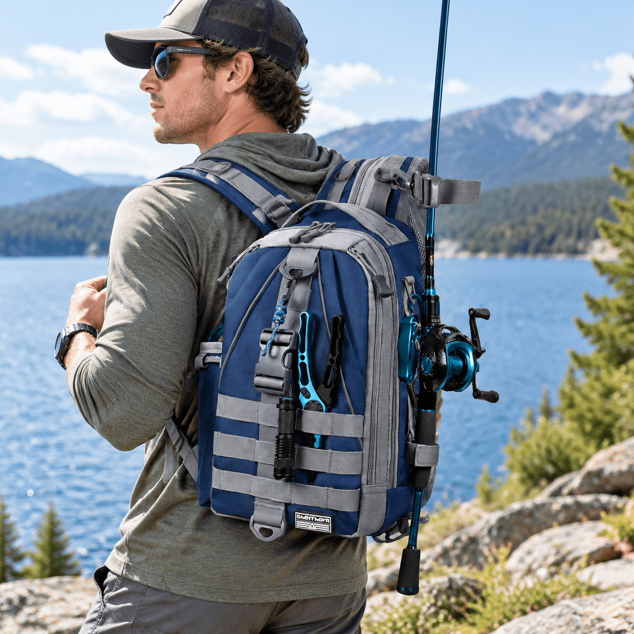 Fishingpack With Rod Holder Tackle Storbag Lightweight - Walmart.com