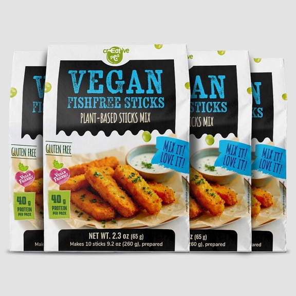 Creative Pea Plant-Based Fish-Style Dry Mix Just Add Water & Oil, Makes ~2 lb Prepared Food, High-Protein Pea Protein, Gluten-Free, Vegan 227g