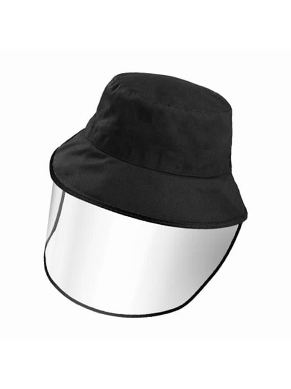 Fishman Hat Protective Face Shield Removable Sun Bucket Cap Face Cover Protect Against UV Spitting Saliva Dust Wind - Black