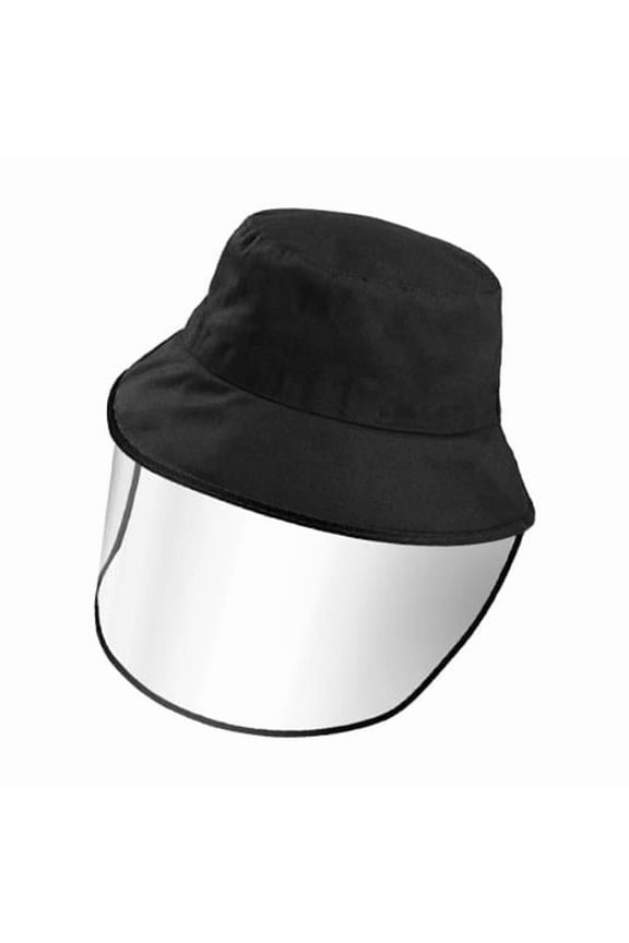 Fishman Hat Protective Face Shield Removable Sun Bucket Cap Face Cover Protect Against UV Spitting Saliva Dust Wind - Black