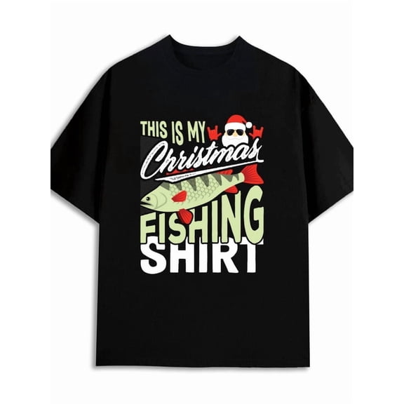 Greenink Fishmas Shirt men 180G Cotton black Vintage Unisex Shirt Printed tshirts Classic Unisex Shirt Graphic Tee tshirts Unique Design Unisex Shirt Graphic tshirts