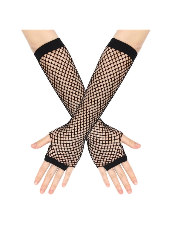 Fishnet Gloves Fingerless For Women Fish Net Arm Sleeve Mesh Emo Goth Punk 80s Scene Accessories