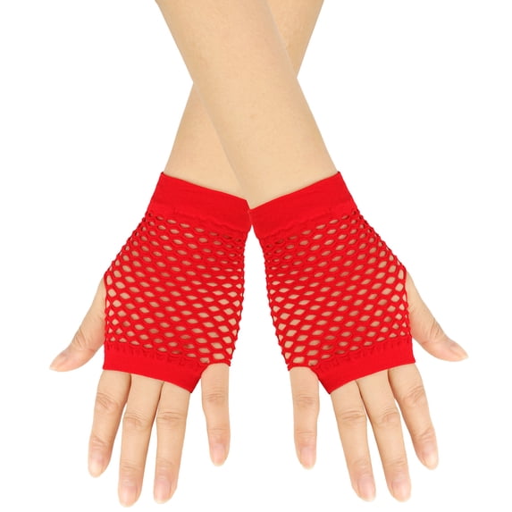 Fishnet Gloves Fingerless Mesh Gloves for Women Girls 80s Party Neon Fishnet Gloves for Halloween
