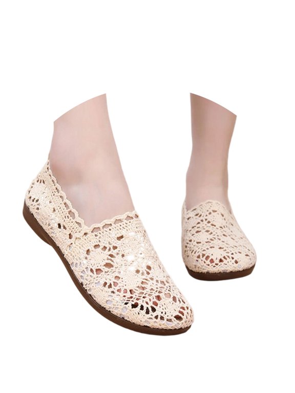 Fishnet Hollow -On for Women Breathable Casual Summer Footwear with Low Heel & - Outsole