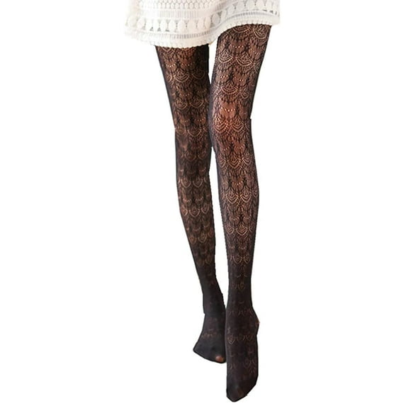 Fishnet Hollow Out Knitted Patterned Stockings Tights Vertical Strips Pantyhose For Female