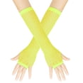 thumbnail image 1 of Fishnet Long Gloves, Elastic Net Hand Wear For Party, Punk Style Full Length Mesh Gloves, Theme Event Hand Accessory, Stretch Breathable Gloves For Night Club,Light Yellow, 1 of 8