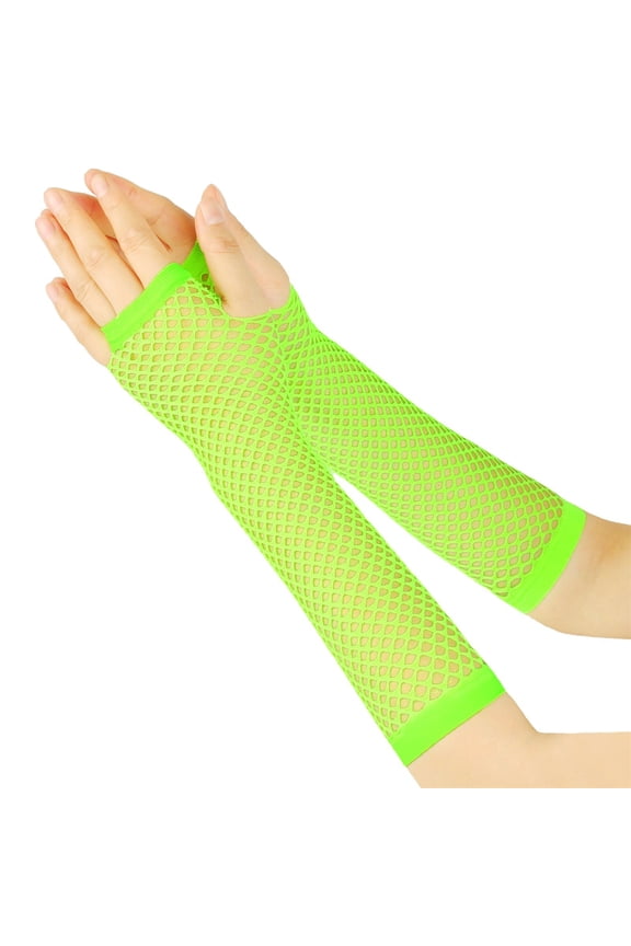 Fishnet Party Gloves Under $5, Baberdicy Fishnet Gloves Stretchy Sexy Long Fingerless Punk Party Nightclub Cosplay Light Green Universal Size